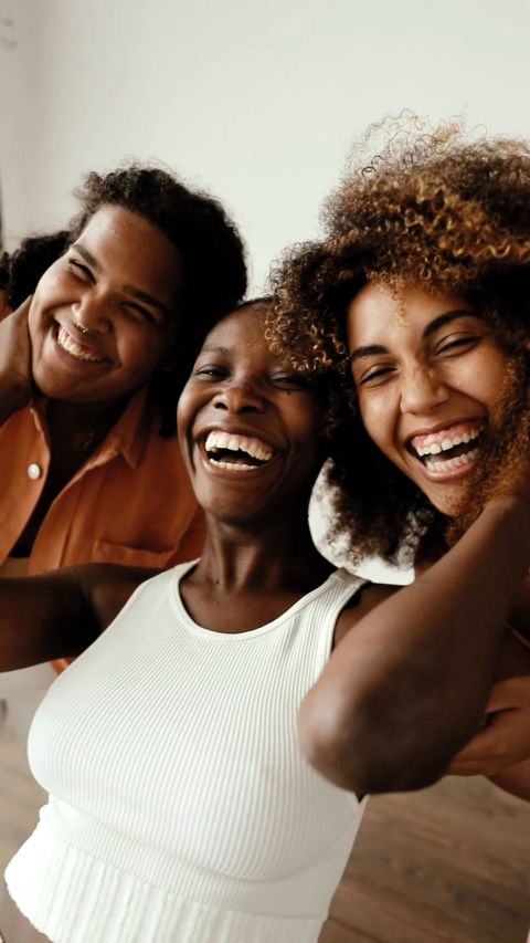 Friends laughing together